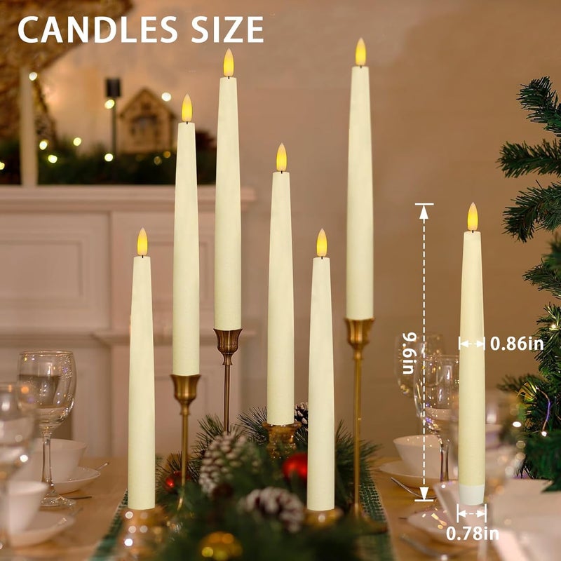 KSWING Upgraded Real Wax LED Flameless Taper Candles with Remote, Ivory Candlesticks Battery Operated 3D Flickering - 2 PCS 9.6” Long Realistic Fake Candle Sticks for Home/Wedding/Fireplace Xmas Decor - Image 2